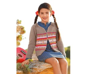 E-MODELE ENFANT - GILET JACQUARD À FRANGES SAVINA - BERGÈRE DE FRANCE