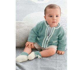 E-MODELE BÉBÉ - CARDIGAN ET CHAUSSONS SÉLINE - BERGÈRE DE FRANCE
