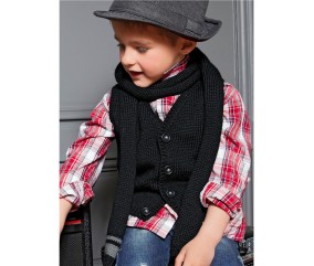 E-MODELE ENFANT - GILET SANS MANCHES ET ÉCHARPE BRYTON - BERGÈRE DE FRANCE