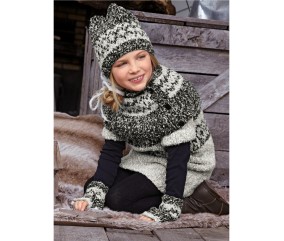 E-MODELE ENFANT - CACHE-ÉPAULE, BONNET ET MITAINES CELLIA - BERGÈRE DE FRANCE