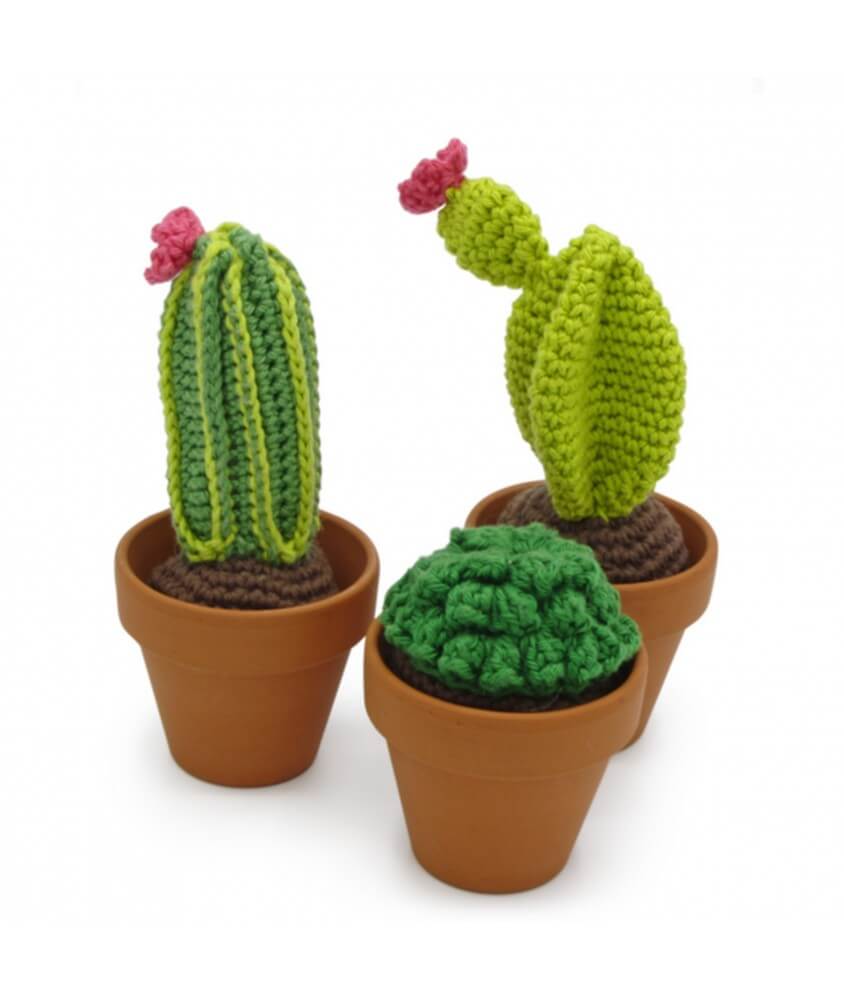 Kit Crochet 3 cactus avec pots - Hardicraft