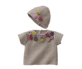 E-MODELE BÉBÉ - PULL ET BONNET CÉRÉNA - BERGÈRE DE FRANCE