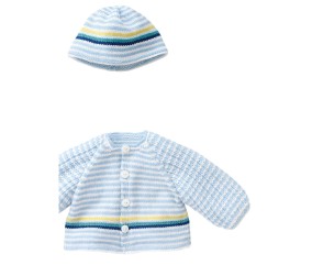 E-MODELE BÉBÉ - CARDIGAN ET BONNET COME - BERGÈRE DE FRANCE