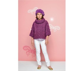 E-MODELE MIXTE - PULL PONCHO ET BÉRET CLARITA - BERGÈRE DE FRANCE