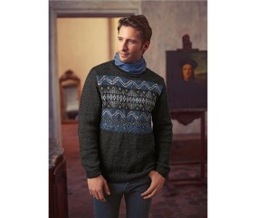 E-MODELE HOMME - PULL EMPIÈCEMENT JACQUARD BALTHAZAR - BERGÈRE DE FRANCE