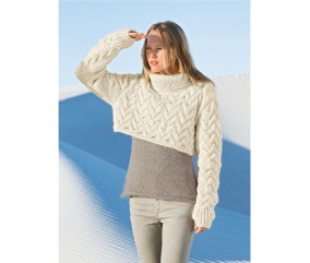 E-MODELE FEMME - PULL COURT TORSADÉ MANCHES MITAINES CAROLE - BERGÈRE DE FRANCE