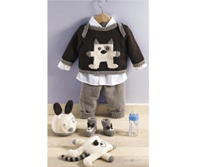 E-MODELE BÉBÉ - PULL, PANTALON, BONNET ET CHAUSSONS CHARLIE - BERGÈRE DE FRANCE