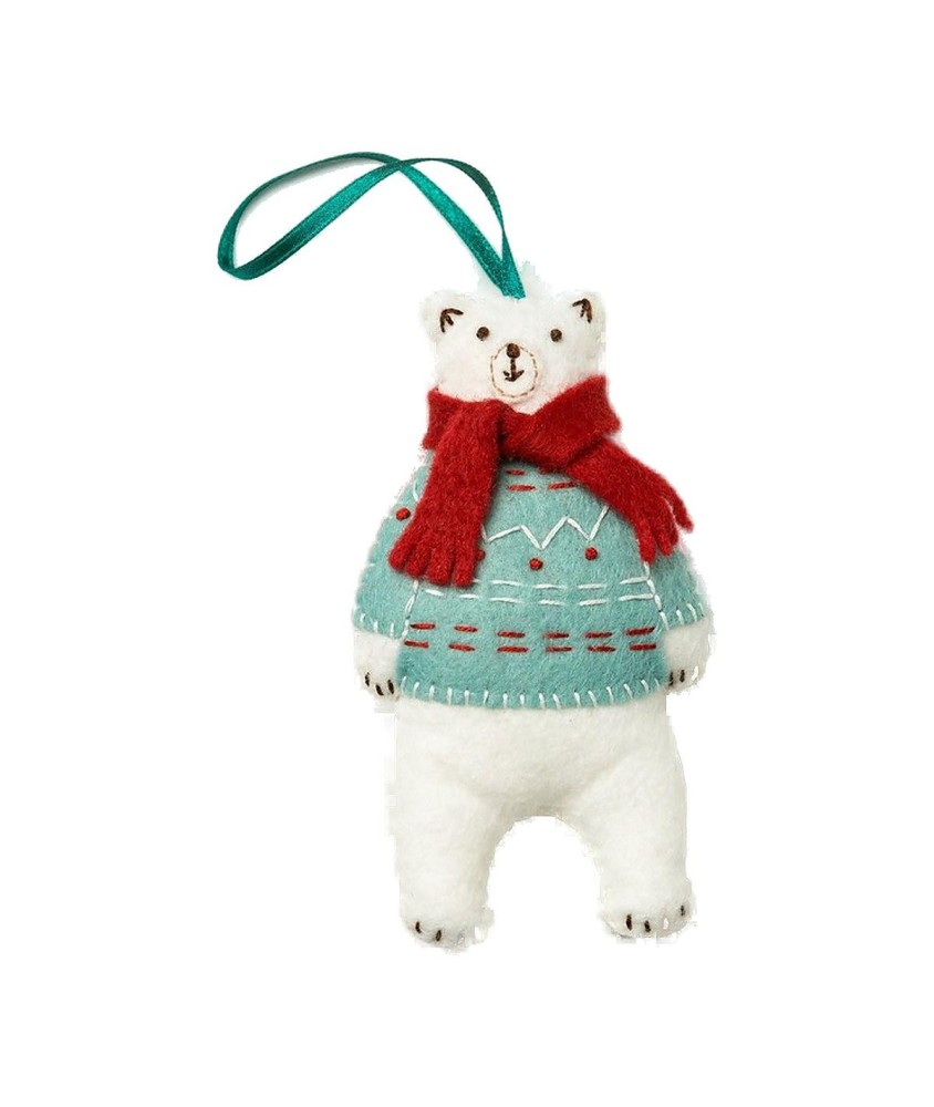 Mini kit feutrine Corinne Lapierre - Ours polaire - présentation sur fond blanc
