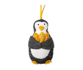 Mini kit feutrine Corinne Lapierre - Pingouin aux poissons - présentation sur fond blanc