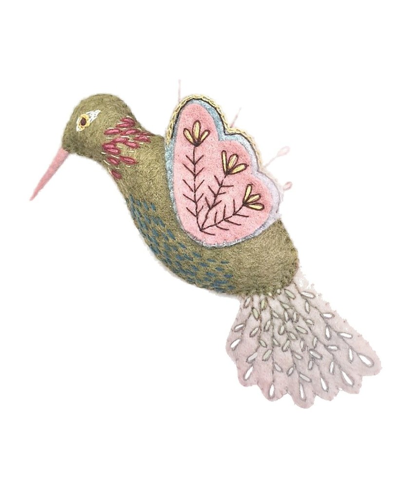 Mini kit feutrine Corinne Lapierre - Colibri - présentation sur fond blanc