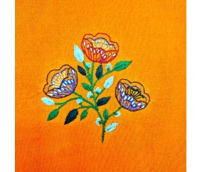 Motifs broderie sur vêtement Corinne Lapierre - Fleurs folk - fleur brodée sur coton