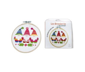 Kit broderie débutant Milpoint - Les gnomes du Père Noël - présentation sur fond blanc
