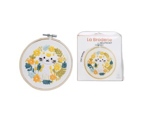 Kit broderie débutant Milpoint - Chat bohème - présentation sur fond blanc