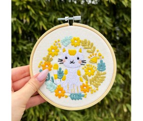 Kit broderie débutant Milpoint - Chat bohème - broderie terminée en main