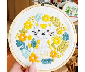 Kit broderie débutant Milpoint - Chat bohème - détail de la broderie