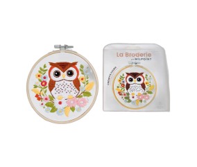 Kit broderie débutant Milpoint - Chouette fleurie - présentation sur fond blanc
