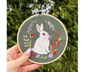 Kit broderie débutant Milpoint - Lapin au jardin - broderie terminée en main