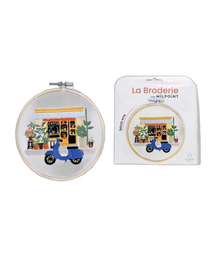 Kit broderie débutant Milpoint - Dolce Vita - présentation sur fond blanc