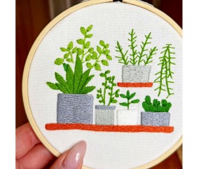 Kit broderie débutant Milpoint - Nuances de vert - détail de la broderie