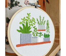 Kit broderie débutant Milpoint - Nuances de vert - tambour exposé