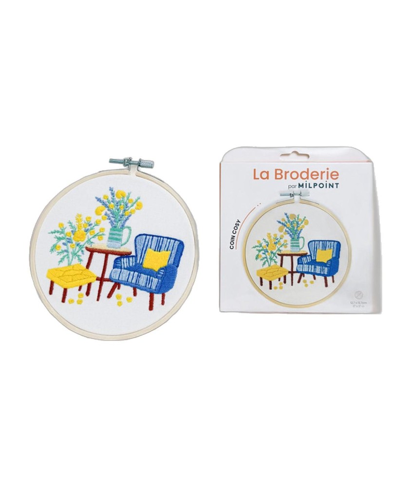 Kit broderie débutant Milpoint - Coin cosy - présentation sur fond blanc