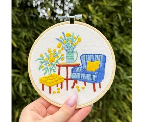 Kit broderie débutant Milpoint - Coin cosy - broderie terminée en main