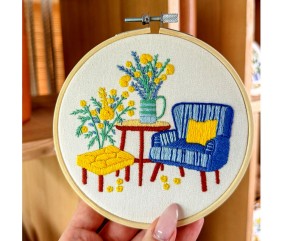 Kit broderie débutant Milpoint - Coin cosy - détail de la broderie