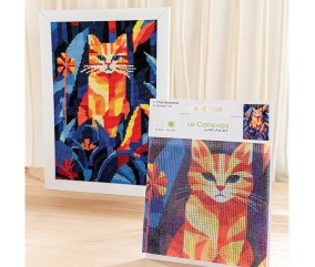 Kit canevas complet avec fils - Chat nocturne 20 x 30 cm - vue 2