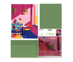 Kit canevas complet avec fils - Tête-à-tête 30 x 40 cm - canevas encadré sur fond blanc