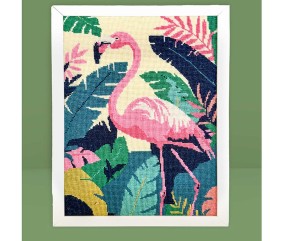 Kit canevas complet avec fils - Flamant tropical 30 x 40 cm - vue 2