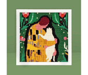 Kit canevas complet avec fils - Le baiser félin 30 x 30 cm - vue 6