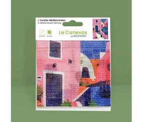 Kit canevas complet avec fils - Escalier méditerranéen 15 x 20 cm - vue 2