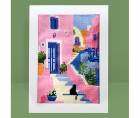 Kit canevas complet avec fils - Escalier méditerranéen 15 x 20 cm - vue 3