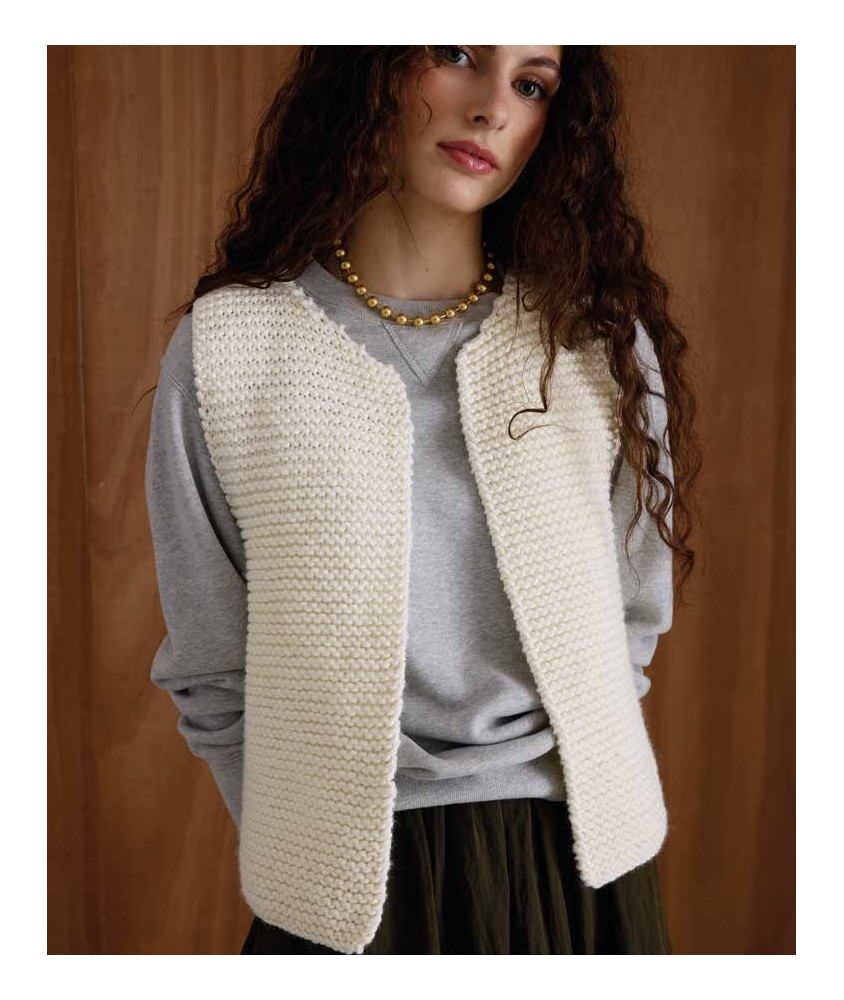 Gilet sans manches Françoise - Patron tricot Phildar - modèle porté
