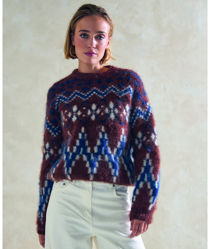 Pull jacquard Cristal - Patron tricot Phildar - modèle porté