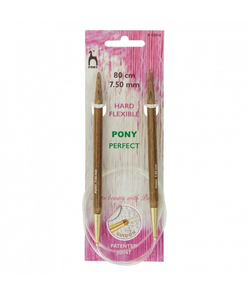 Aiguilles circulaires fixes 80 cm Bois Perfect Du N°3 au 10 - Pony