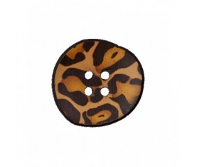 Bouton Recyclé cuir 20 mm X 2 motif léopard - Union Knopf