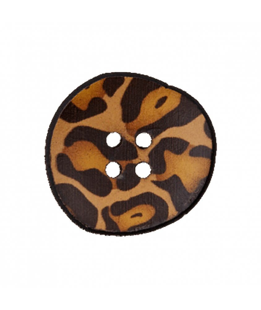 Bouton Recyclé cuir 20 mm X 2 motif léopard - Union Knopf