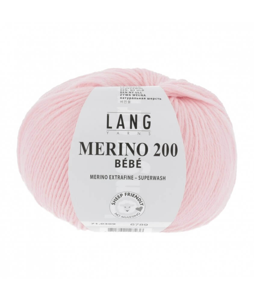 Pelote coton Lang yarns merino 200 bébé bebe rose 309