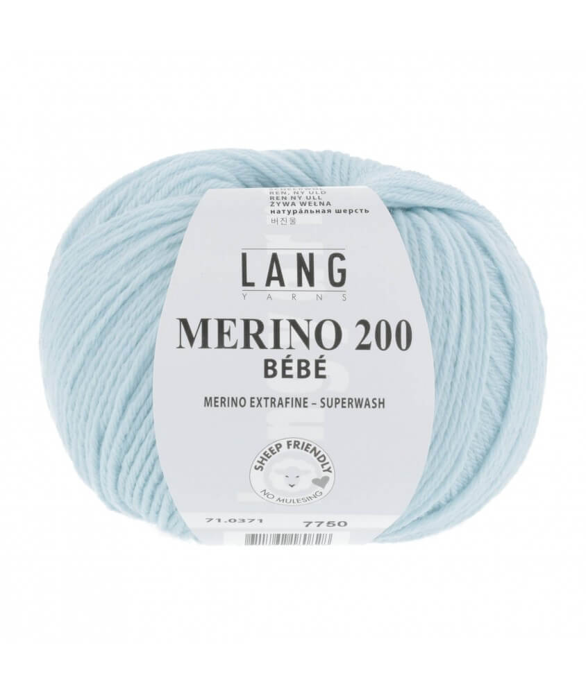 Pelote coton Lang yarns merino 200 bébé bebe bleu 371 Pelote coton Lang yarns merino 200 bébé bebe bleu 371