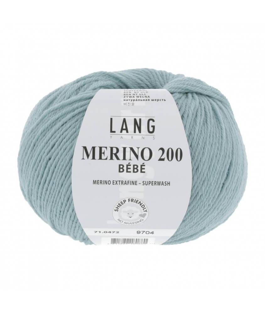 Pelote coton Lang yarns merino 200 bébé bebe bleu 472 Pelote coton Lang yarns merino 200 bébé bebe bleu 472