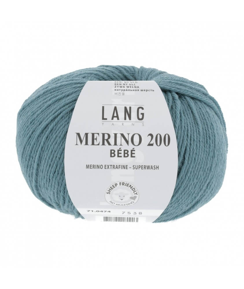 Pelote coton Lang yarns merino 200 bébé bebe bleu 474