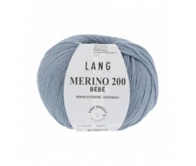 Pelote coton lang yarns Merino 200 baby bébé bebe cotton bleu 333
