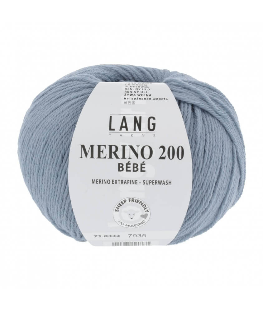 Pelote coton lang yarns Merino 200 baby bébé bebe cotton bleu 333