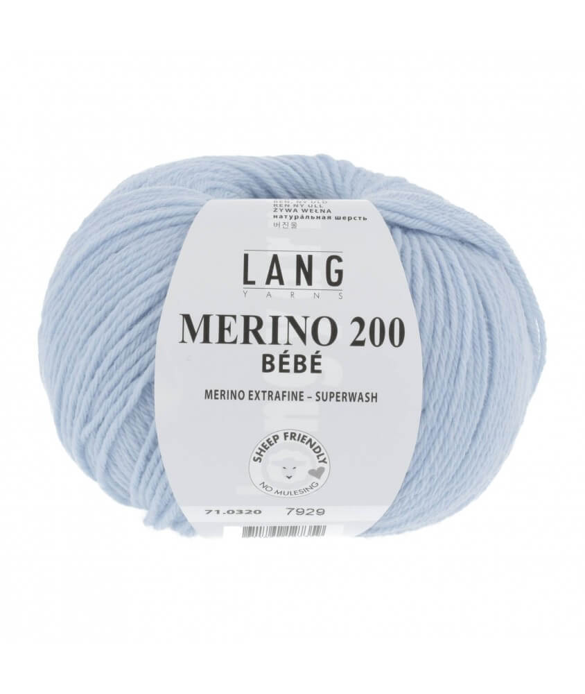 Pelote coton lang yarns Merino 200 baby bébé bebe cotton bleu 320