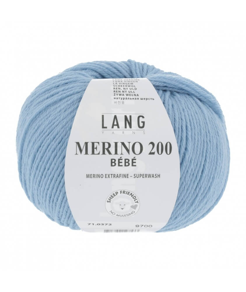 Pelote coton lang yarns Merino 200 baby bébé bebe cotton bleu 372