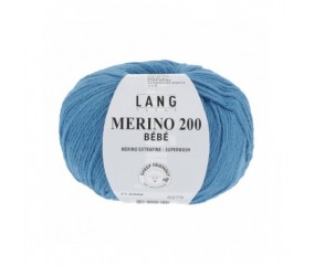 Pelote coton lang yarns Merino 200 baby bébé bebe cotton bleu 306