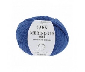 Pelote coton lang yarns Merino 200 baby bébé bebe cotton bleu 332