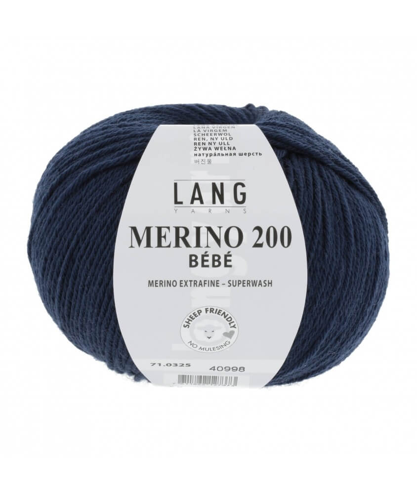 Pelote coton lang yarns Merino 200 baby bébé bebe cotton bleu 325