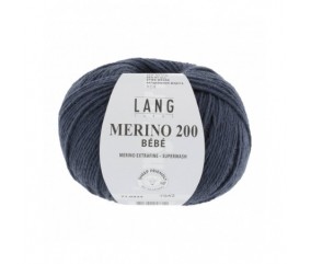 Pelote coton lang yarns Merino 200 baby bébé bebe cotton bleu 434